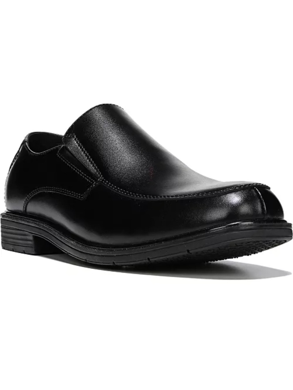 Men’s Dr Scholl's Jeff Black Leather Slip On Stacked Heel Rounded Toe Loafers